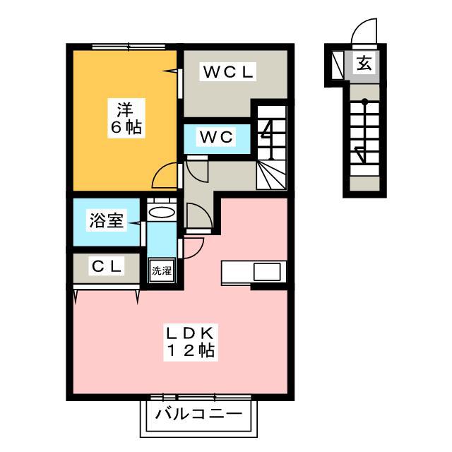 リジェール(1LDK/2階)の間取り写真