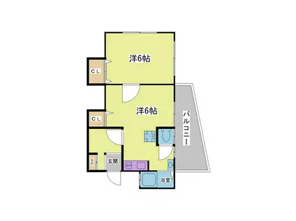 鈴蘭台東町ハイツ(2K/1階)の間取り写真