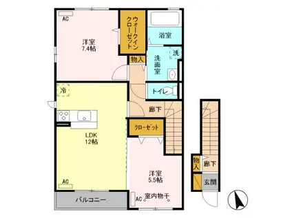 カレントIII201(2LDK/2階)の間取り写真