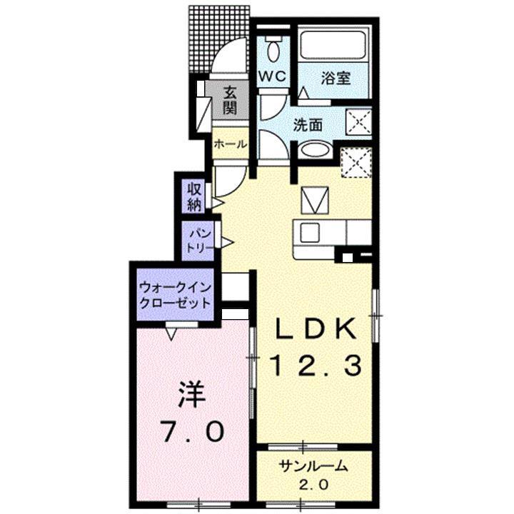 ルミエール KAWAI(1LDK/1階)の間取り写真