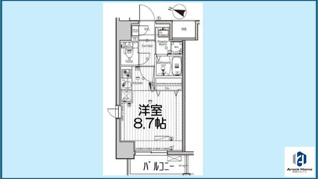 プログレッソ八田(ワンルーム/9階)の間取り写真