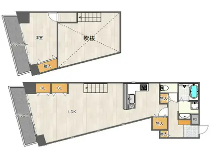 ビエラ江戸堀(1LDK/7階)の間取り写真