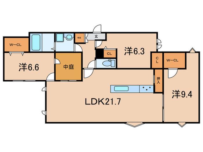 アークハイム翠ヶ丘(3LDK/2階)の間取り写真