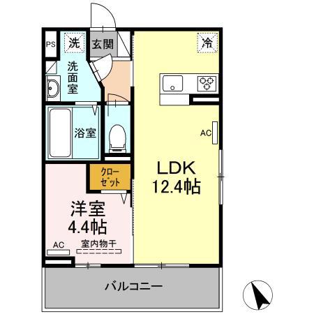 グレンディールIII(1LDK/1階)の間取り写真