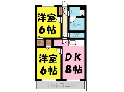 グランシャリオ(2DK/2階)の間取り写真