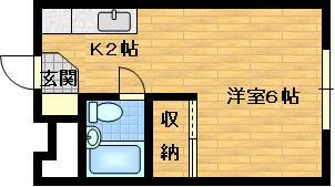 セリバテール若宮(1K/2階)の間取り写真