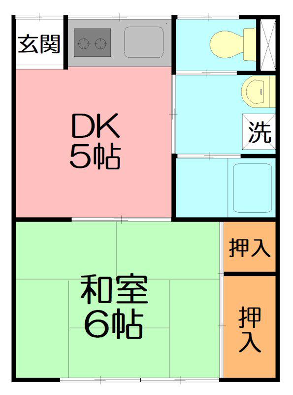 コーポエレガンス(1DK/2階)の間取り写真