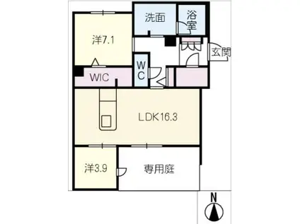 ヴィアソーレ(2LDK/1階)の間取り写真