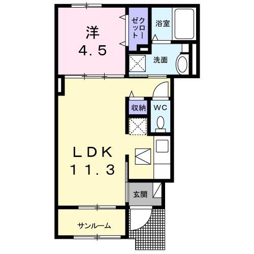 アトレ萩生(1LDK/1階)の間取り写真
