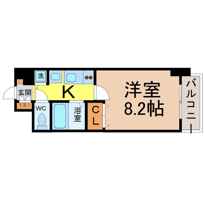 プレサンス名古屋駅前グランヴィル(1K/8階)の間取り写真