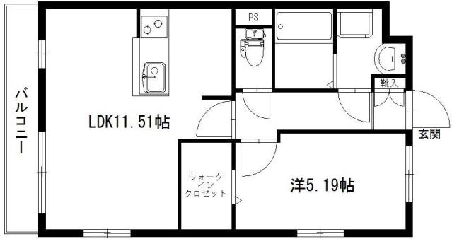 グランソレイユ(1LDK/2階)の間取り写真