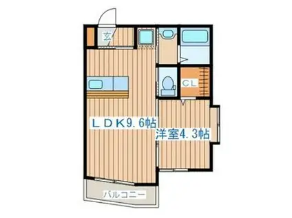 サンシャイン(1LDK/2階)の間取り写真