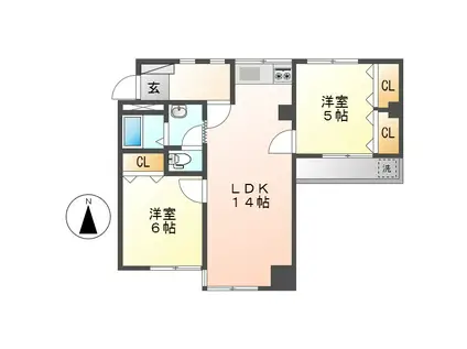 第7スカイパレス(2LDK/4階)の間取り写真