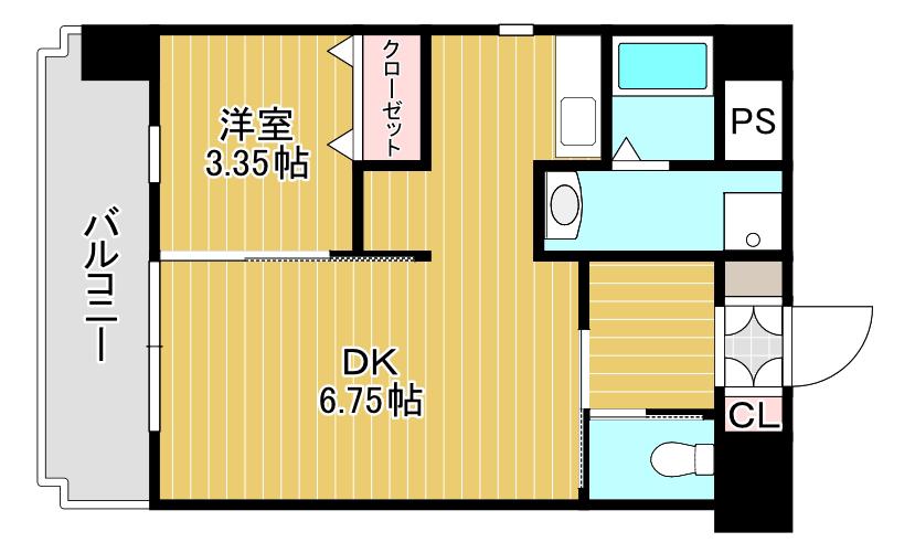フェリシエ馬借(1DK/8階)の間取り写真