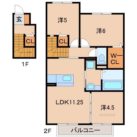フレンダ神前(3LDK/2階)の間取り写真
