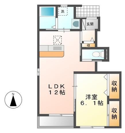 レジデンス柏木(1LDK/1階)の間取り写真