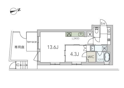 OAK SQUARE豪徳寺(1LDK/1階)の間取り写真