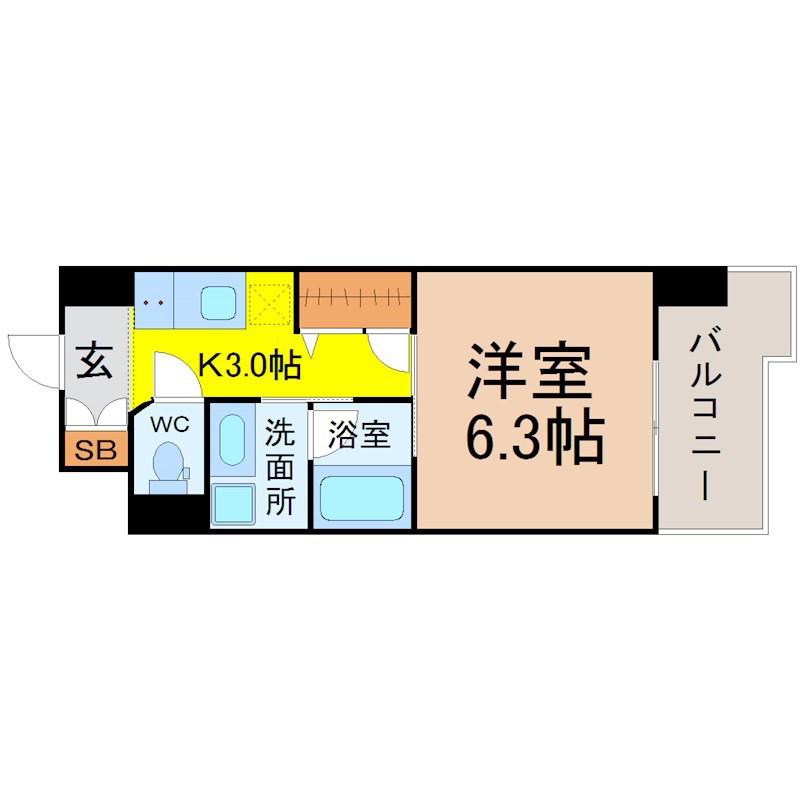 セシオン太閤(1K/4階)の間取り写真