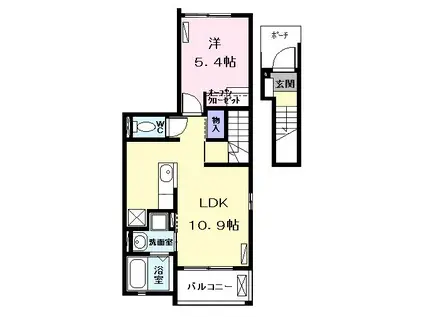 S・Sフローラセゾン(1LDK/2階)の間取り写真
