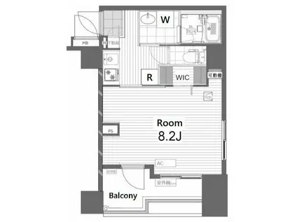 グランドガーラ麻布十番(1K/11階)の間取り写真