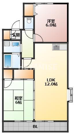 プリマスうえの(2LDK/2階)の間取り写真