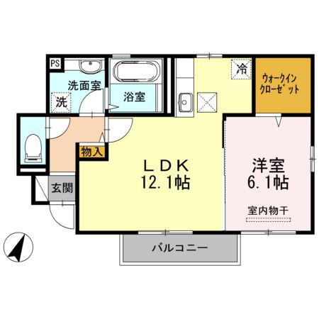 ニュージーコート大村(1LDK/1階)の間取り写真