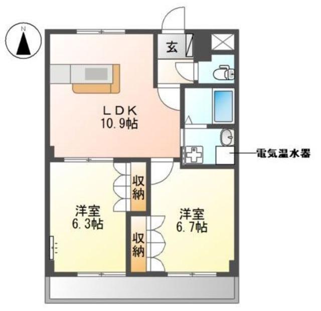 グランド・ソレイユ(2LDK/2階)の間取り写真