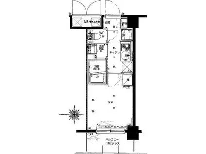 ハーモニーレジデンス武蔵小杉(1K/6階)の間取り写真