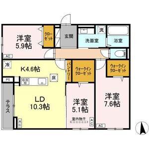 CLASSEUM仙台小田原 I(3LDK/1階)の間取り写真