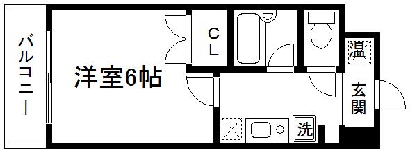 ピュア衣笠(1K/2階)の間取り写真