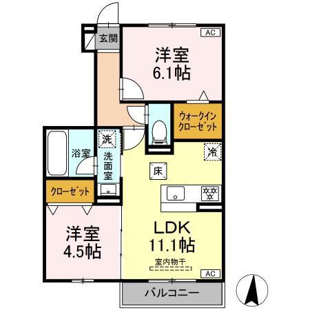 SORAYA GARDEN(2LDK/1階)の間取り写真
