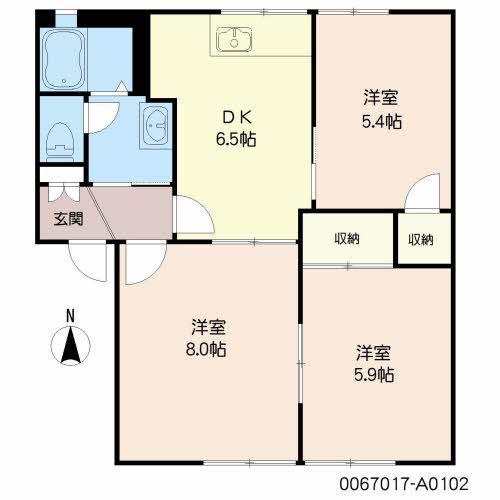 ベルハイツ A(3DK/1階)の間取り写真