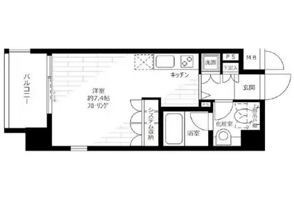 ヴィルラフィーネ東新宿(ワンルーム/3階)の間取り写真