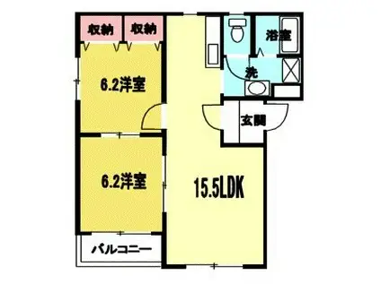 プリル栗東(2LDK/3階)の間取り写真