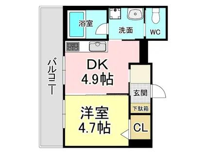 ラピス・ラジュリ(1DK/2階)の間取り写真