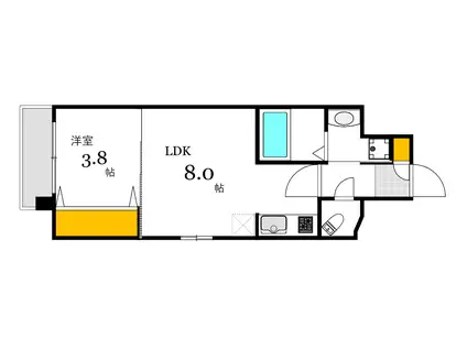 メイクス京橋川II(1LDK/7階)の間取り写真
