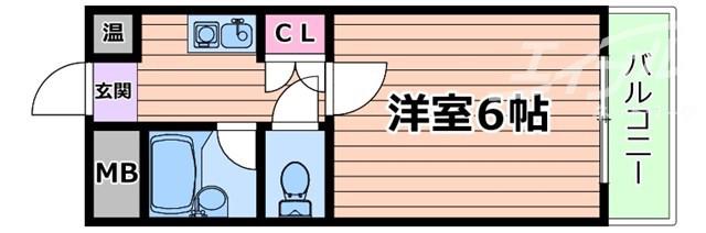 ミューズ上山手(1K/4階)の間取り写真