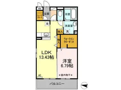 ファインビューVII(1LDK/2階)の間取り写真