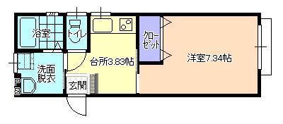 ウェーブB(1K/1階)の間取り写真