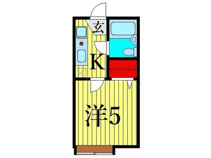 イナゲハイツIII(1K/2階)の間取り写真