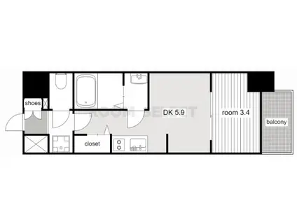 プレサンスジェネ新栄町駅前 葵(1DK/15階)の間取り写真