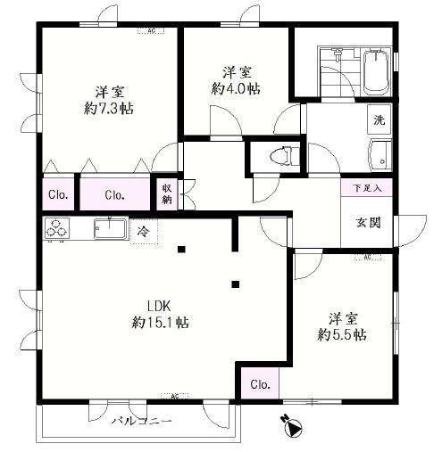 CITRUS HOUSE フルリノベーション物件(3LDK/2階)の間取り写真