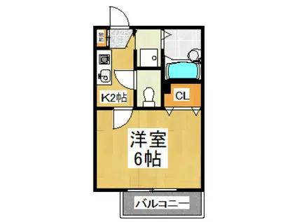 アイビス西調布(1K/1階)の間取り写真