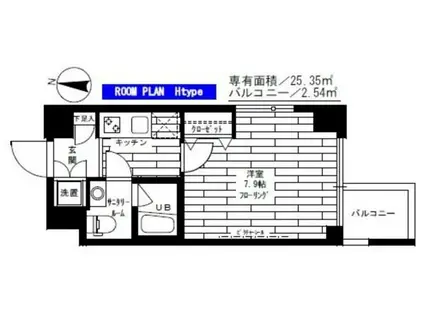 グランドコンシェルジュ両国東アジールコート(1K/6階)の間取り写真