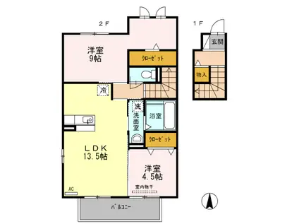 プルマージュ(2LDK/2階)の間取り写真