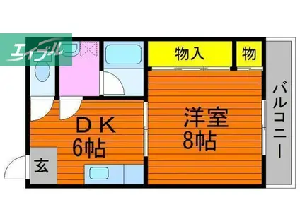 にっせんれん21(1DK/1階)の間取り写真