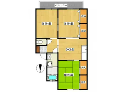 クレール(3DK/1階)の間取り写真