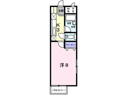 プラティーク(1K/1階)の間取り写真