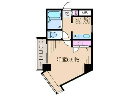 パーク・ヒルズ元住吉(1K/7階)の間取り写真