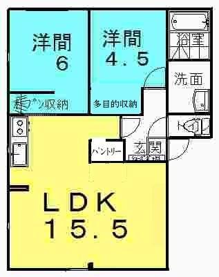 コーポ大屋敷C(2LDK/2階)の間取り写真